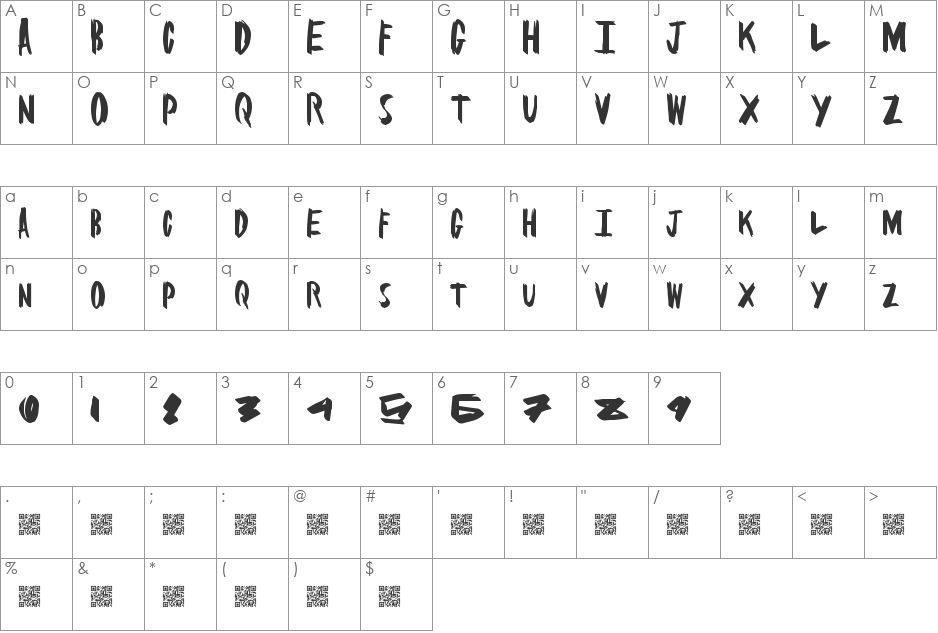 BrushSome font character map preview