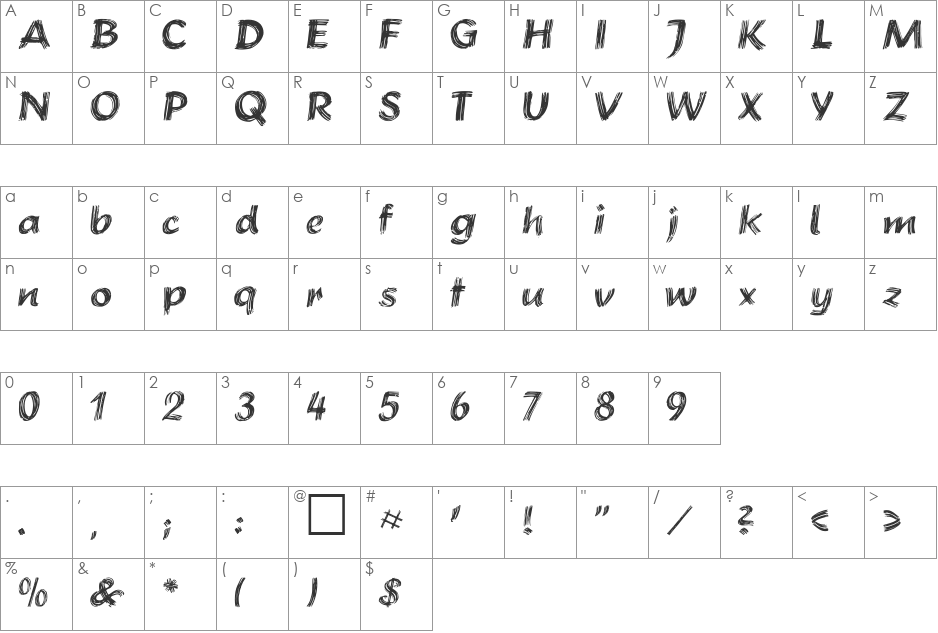 Brushstroke Plain font character map preview
