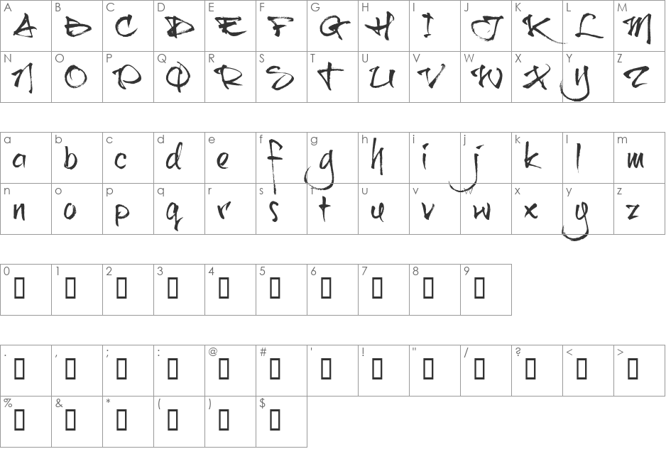 brushtip-C font character map preview