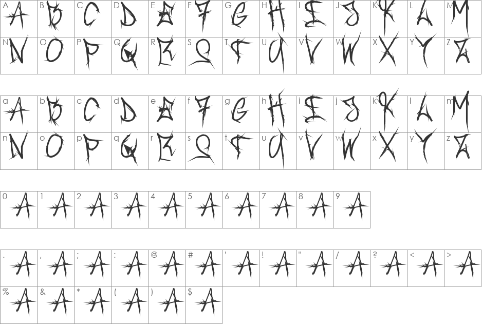 Brush_Of_Anarchy font character map preview