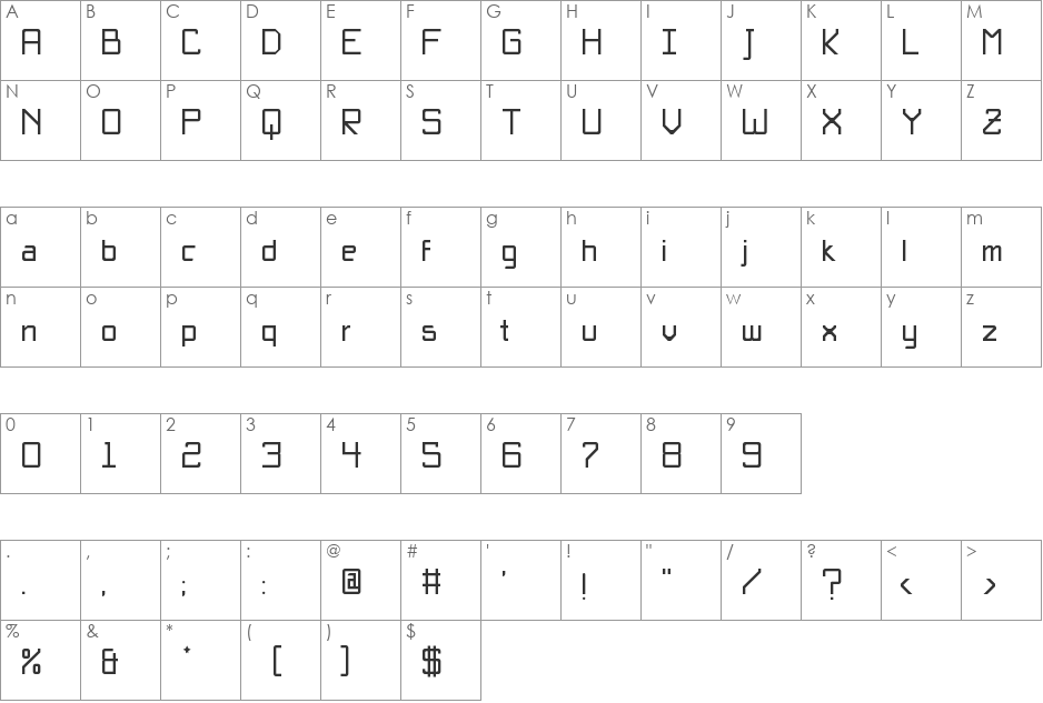 Bsica font character map preview