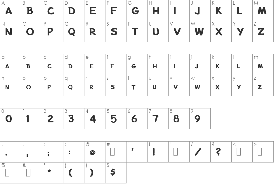 Bu Marker SC font character map preview
