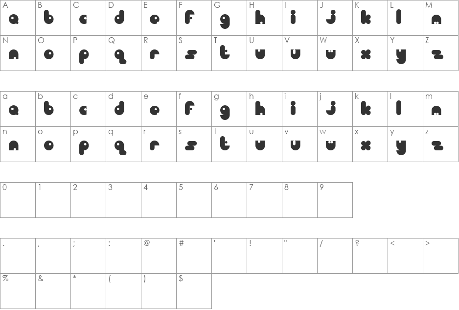 bub font character map preview