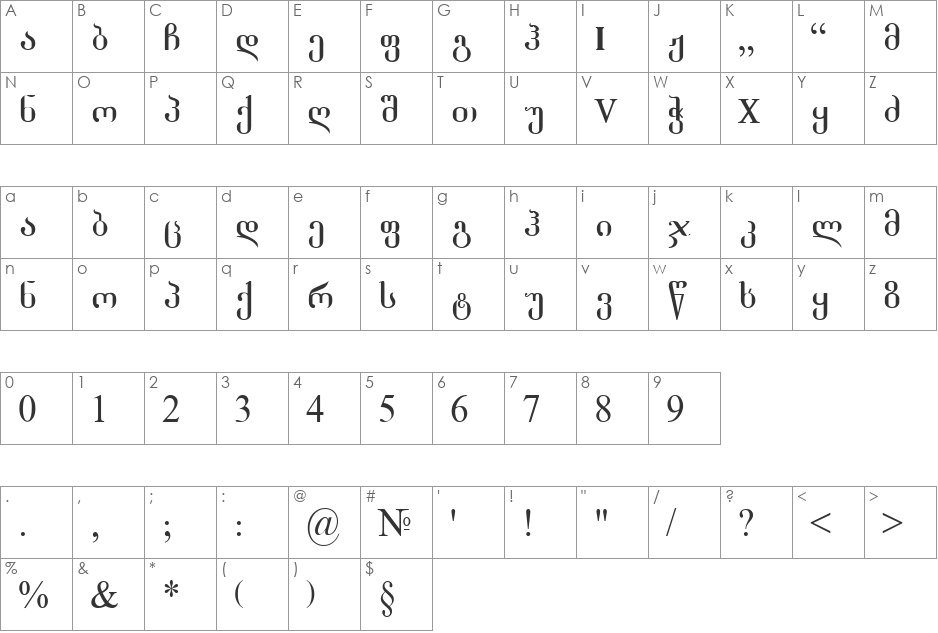AGrigoliaL font character map preview