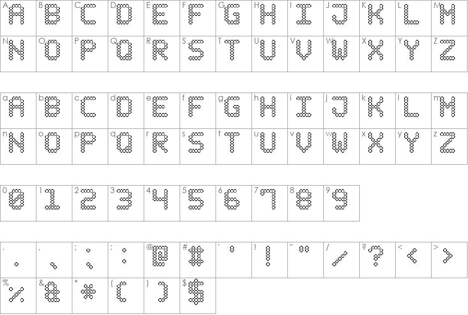 Bubble Pixel-7 Hatch font character map preview