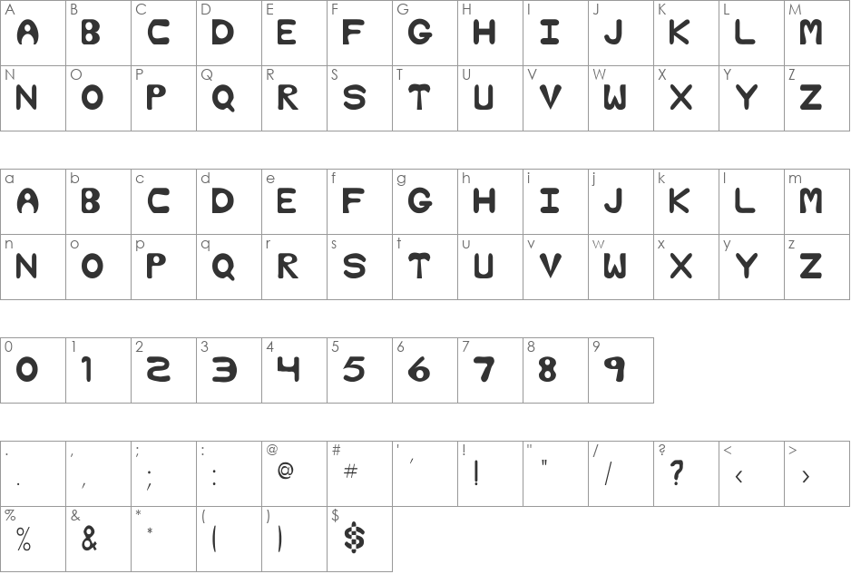 Bubble Thin font character map preview