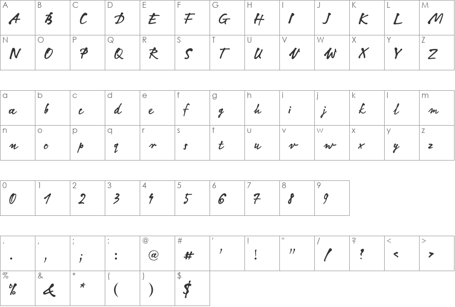 AGT Alvand font character map preview