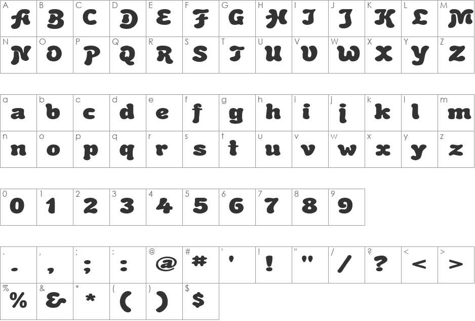BubbleSoftExtended font character map preview