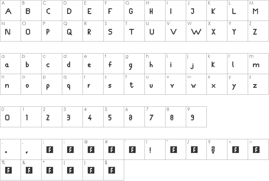 Bubblestyle font character map preview
