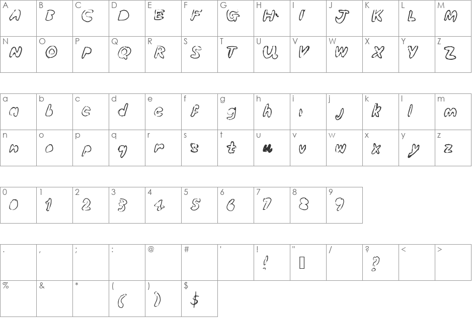 BubbleubbleKicksSomeAss font character map preview