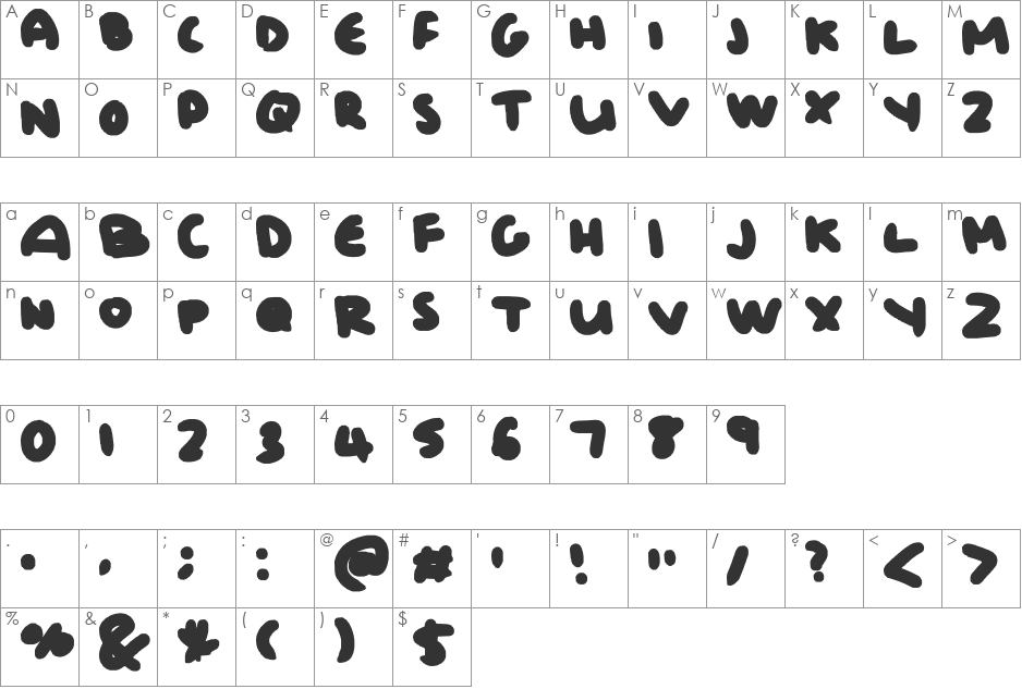 bubbly limit font character map preview