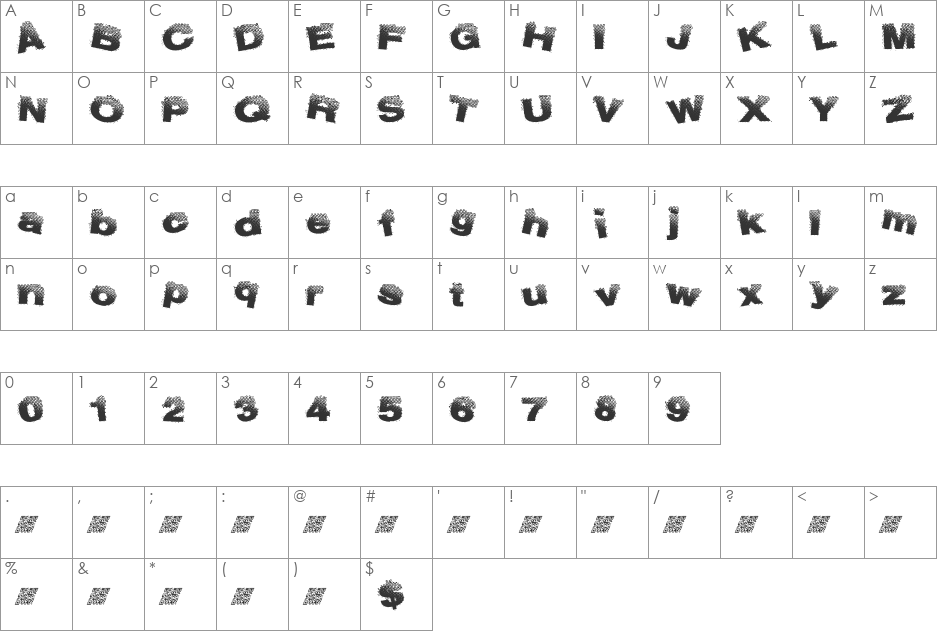 BubLight font character map preview
