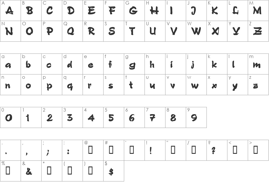 BuckeyeSSK font character map preview