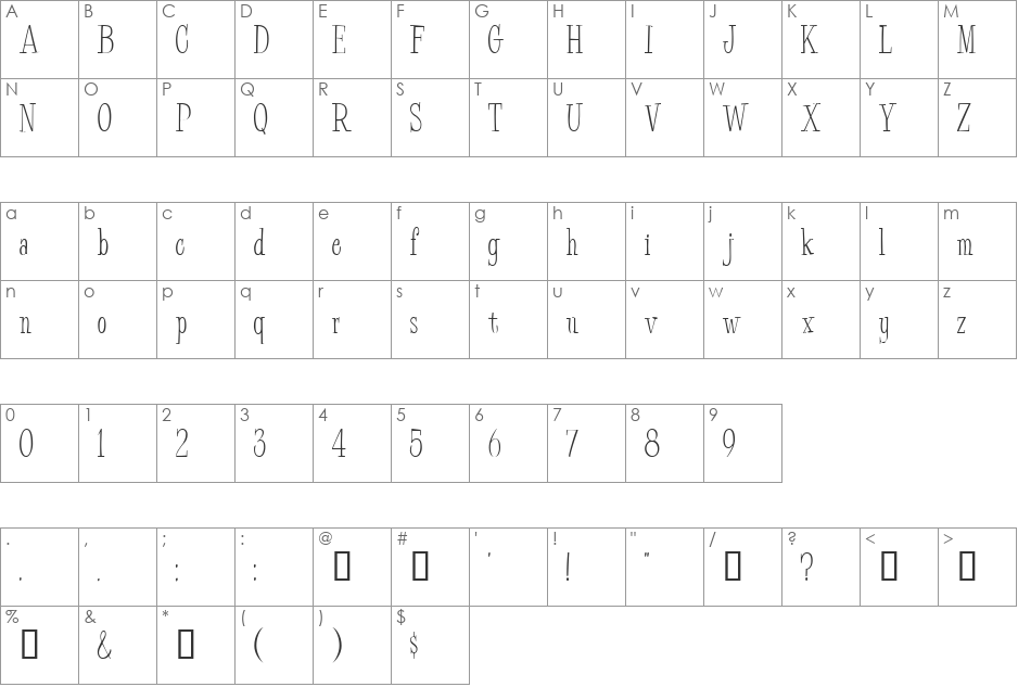 Bud Easy font character map preview