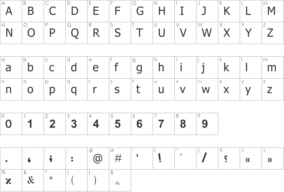 AGT Zarghona Mangal font character map preview
