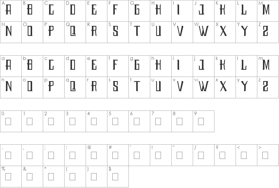 Budaya font character map preview