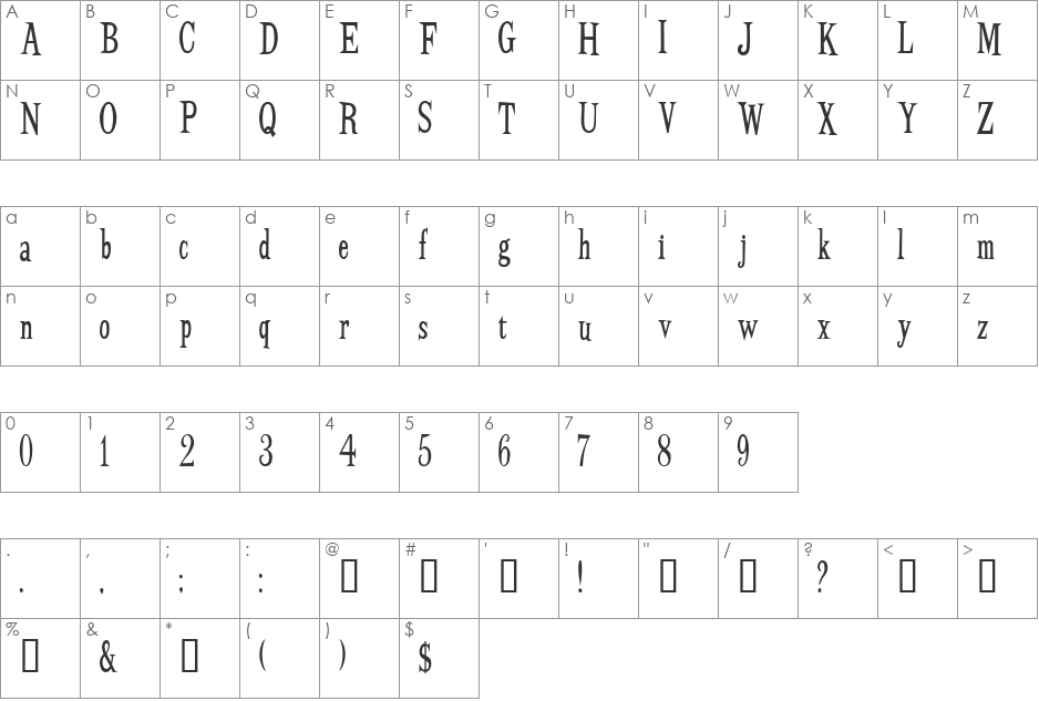 BudBird font character map preview