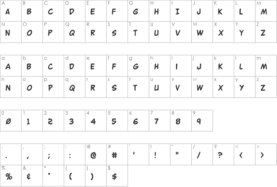 Buddy Champion font character map preview