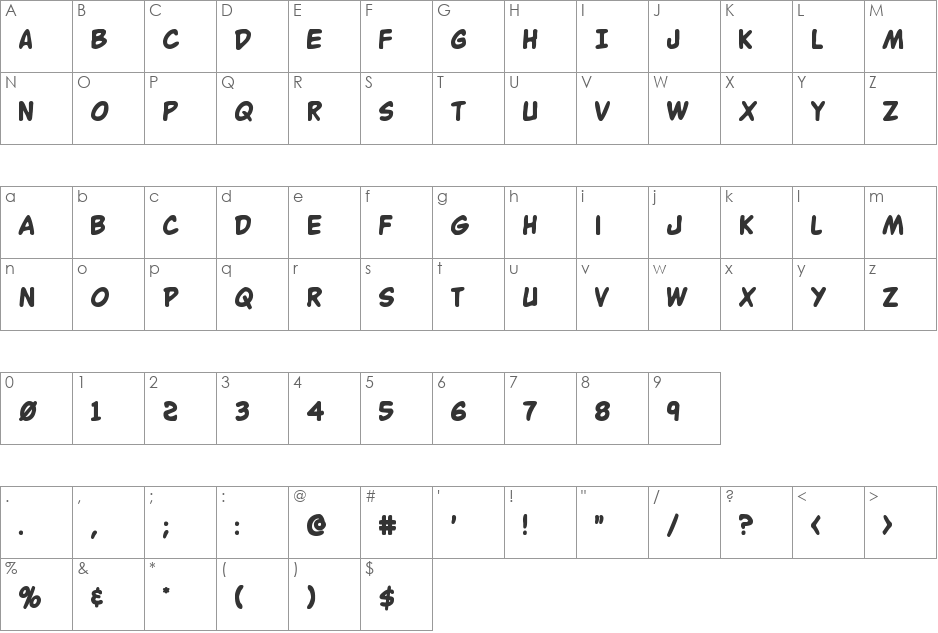 Buddy Champion Bold font character map preview