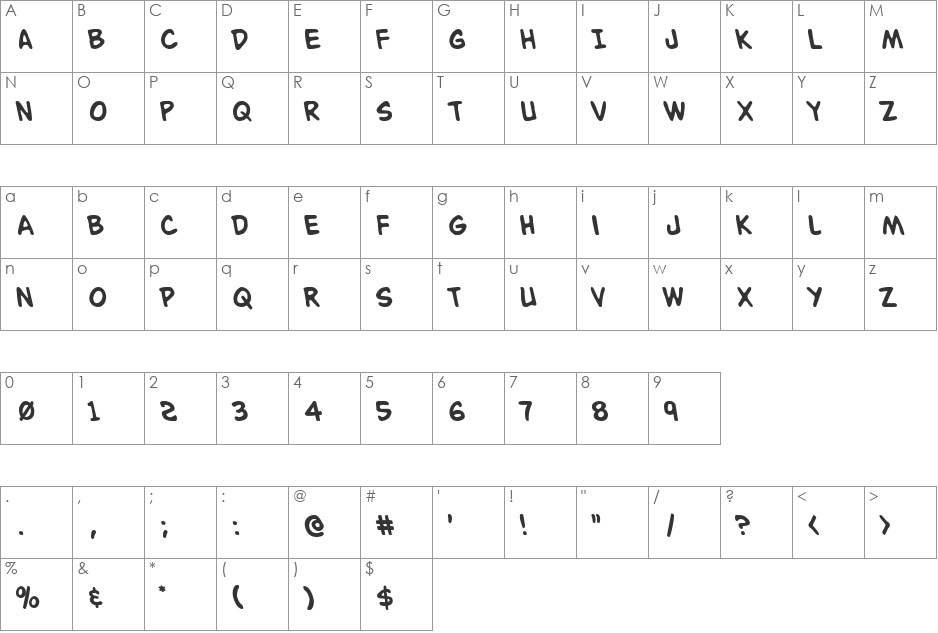 Buddy Champion Leftalic font character map preview