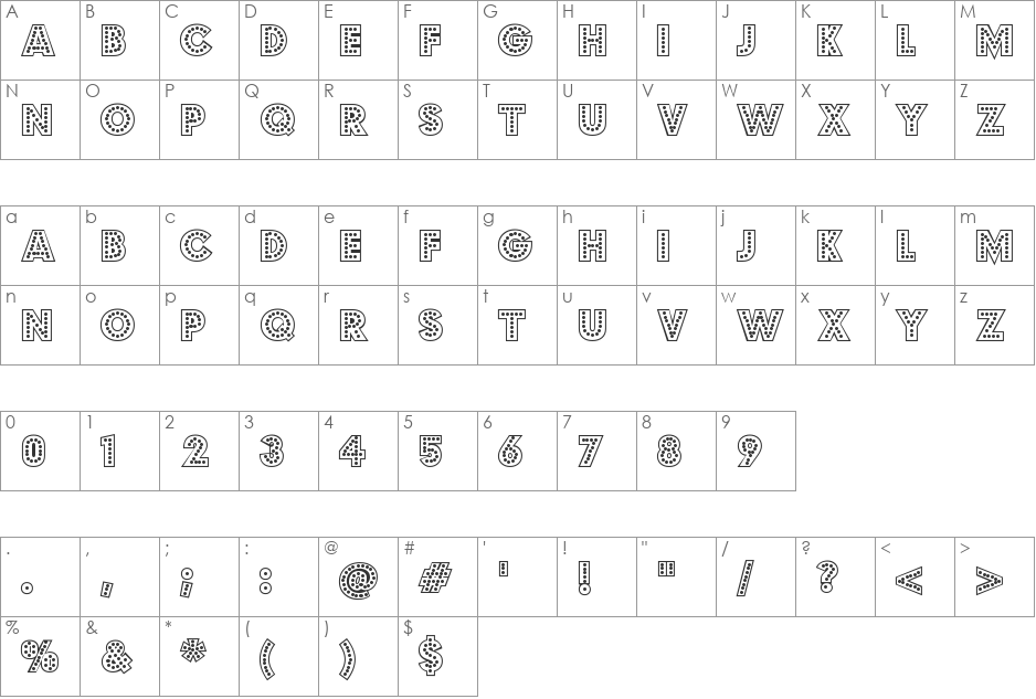 Budmo Jigglish font character map preview