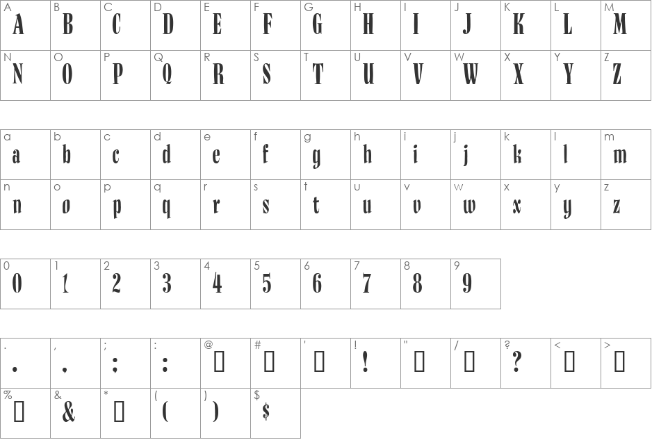 BudNull font character map preview