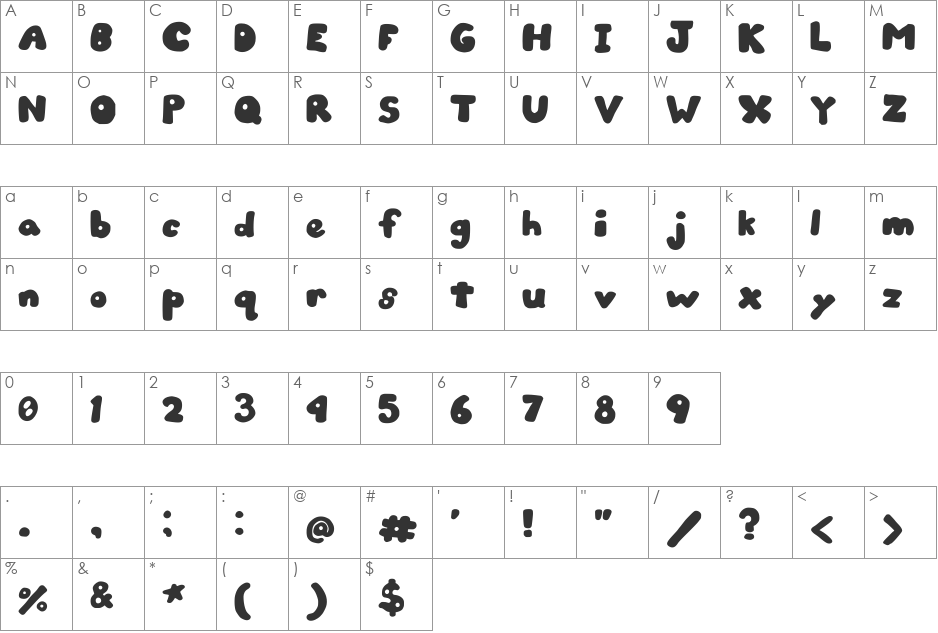 Bug-Eyed Girl font character map preview