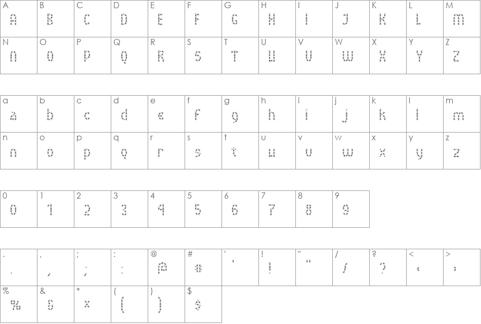 BuggyFont font character map preview