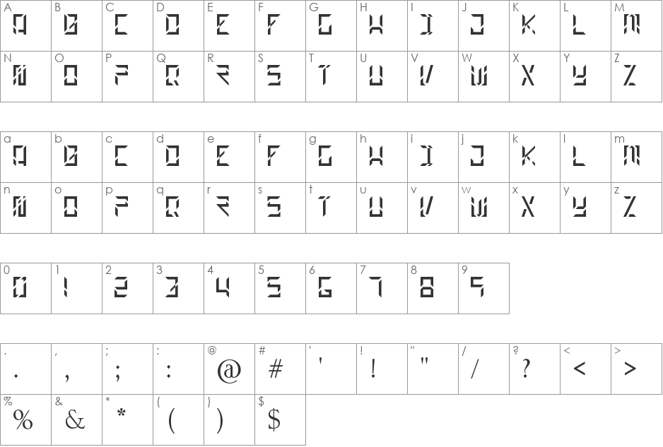 BUILDER font character map preview