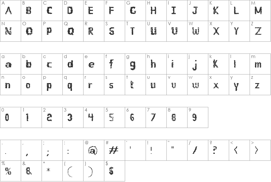 Buildlight font character map preview