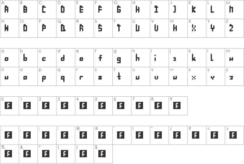 Bulge font character map preview
