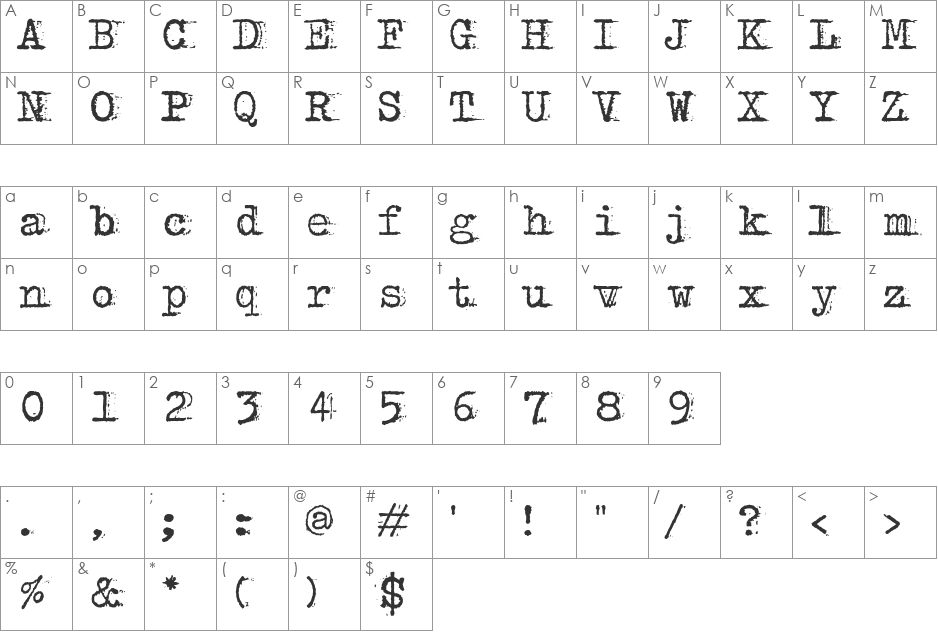bulkyRefuse Type font character map preview