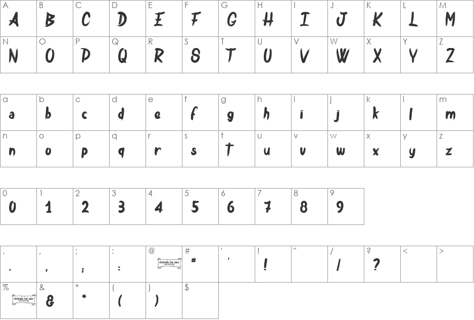 Bulldozer font character map preview