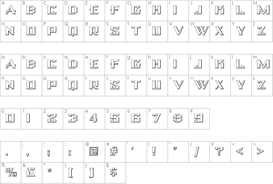 Bulwark NF font character map preview
