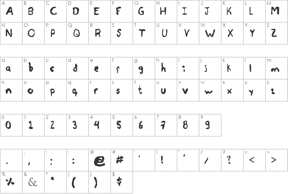 Ah Carbon! font character map preview
