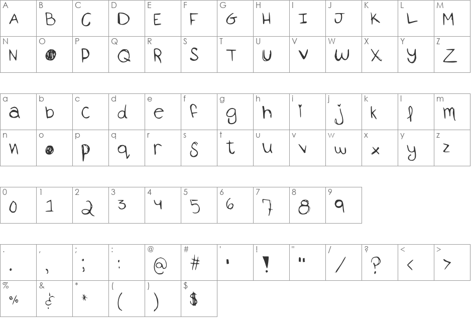 ah the monster is comming font character map preview
