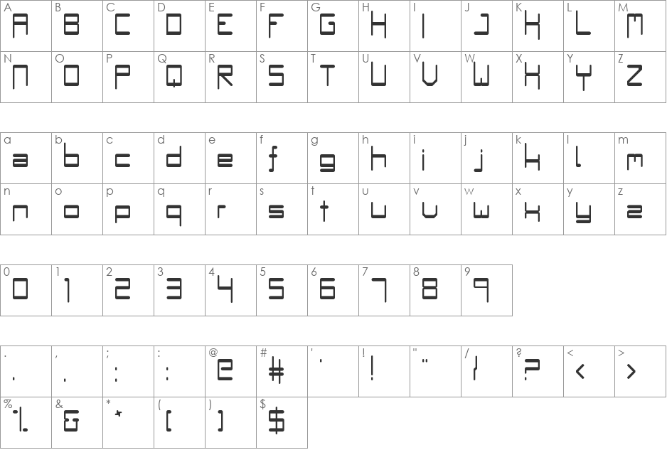 Bumple font character map preview