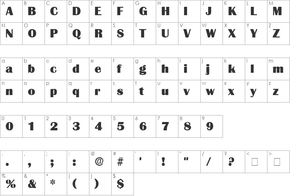 Burin Display SSi font character map preview