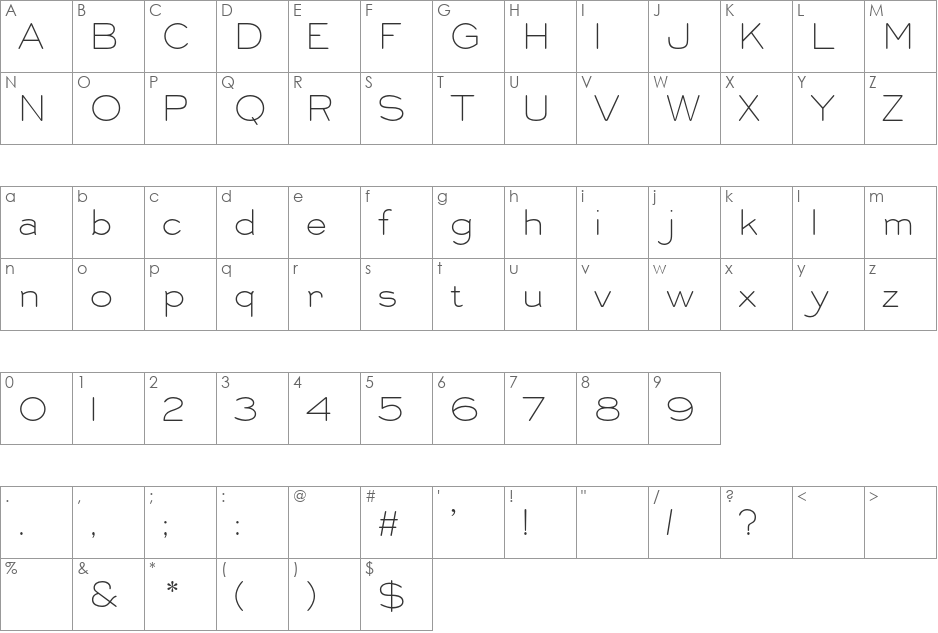 Burin Sans AT font character map preview