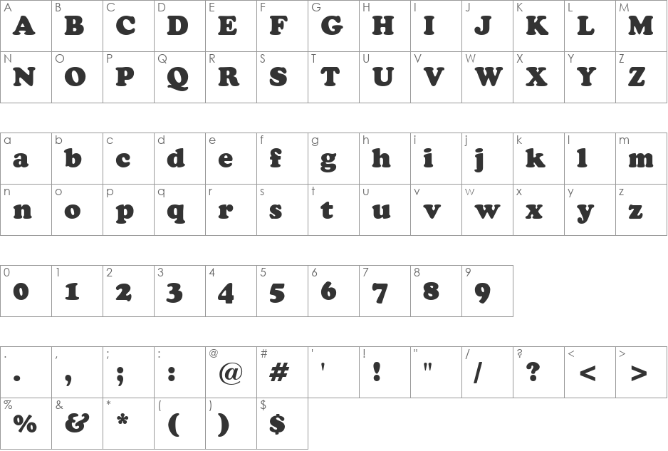 Burlesque2 font character map preview