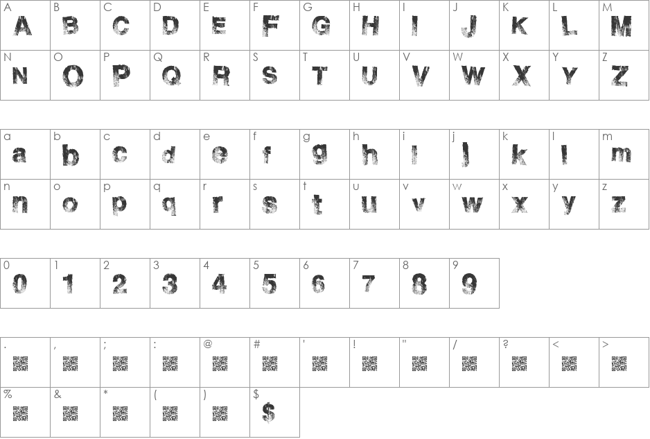 BurnSide font character map preview