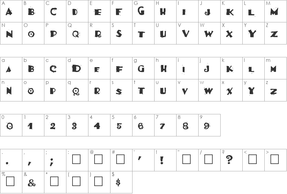 Burrito font character map preview