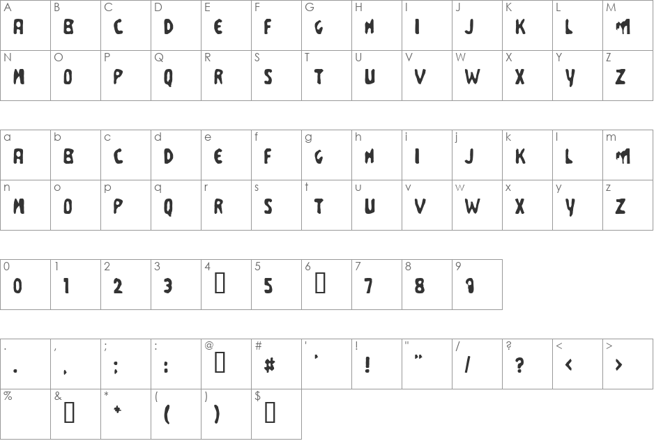 Business Suit font character map preview