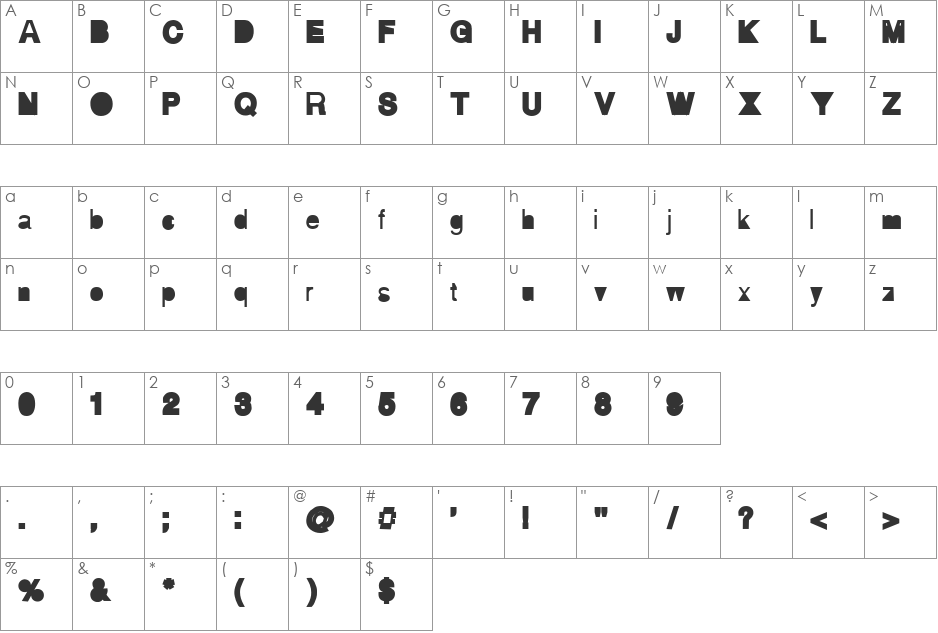 AI hellvertigo font character map preview