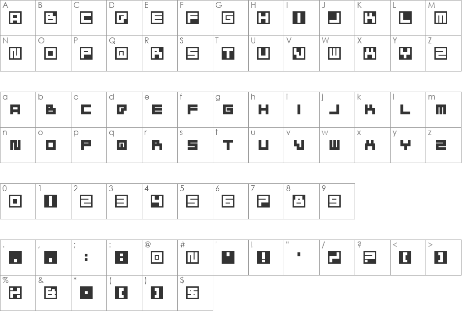 Bustin Jieber font character map preview