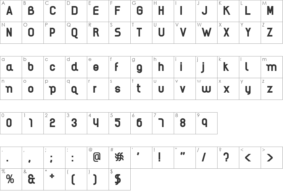 AI kelso font character map preview