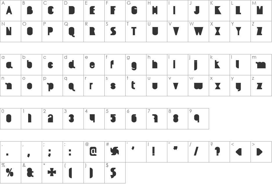 AI kelso font character map preview