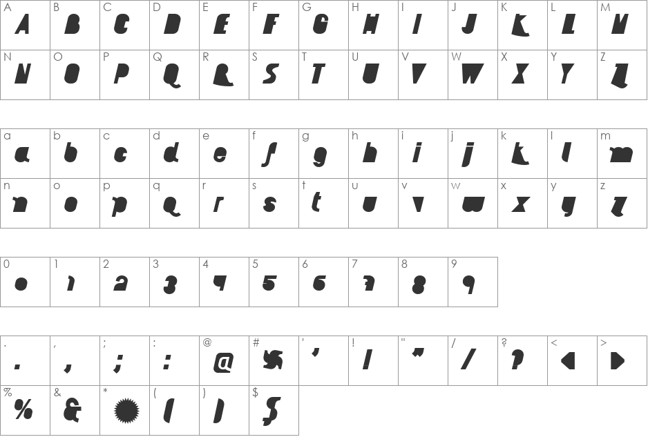 AI kelso BLI font character map preview
