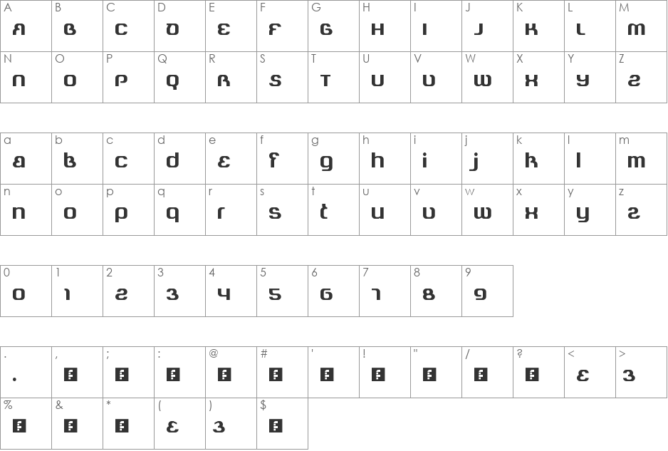 Butterfly font character map preview