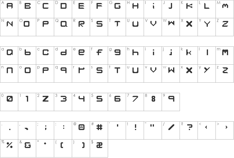 Bwahh font character map preview